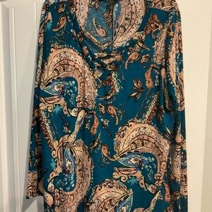 Sew In Love Cream and Tan Long Sleeve Blouse